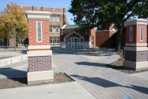 The new entryway plaza and signs provide a warm welcome to visitors.
