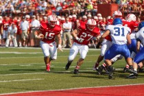 Junior defensive lineman Danny Samson against the University of Dubuque Sept. 29, 2012.