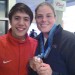 Sarah Newman ’01 (right) with JR Celski, U.S. Short Track Speedskating Olympian, at the 2010 Vancouver Olympics.